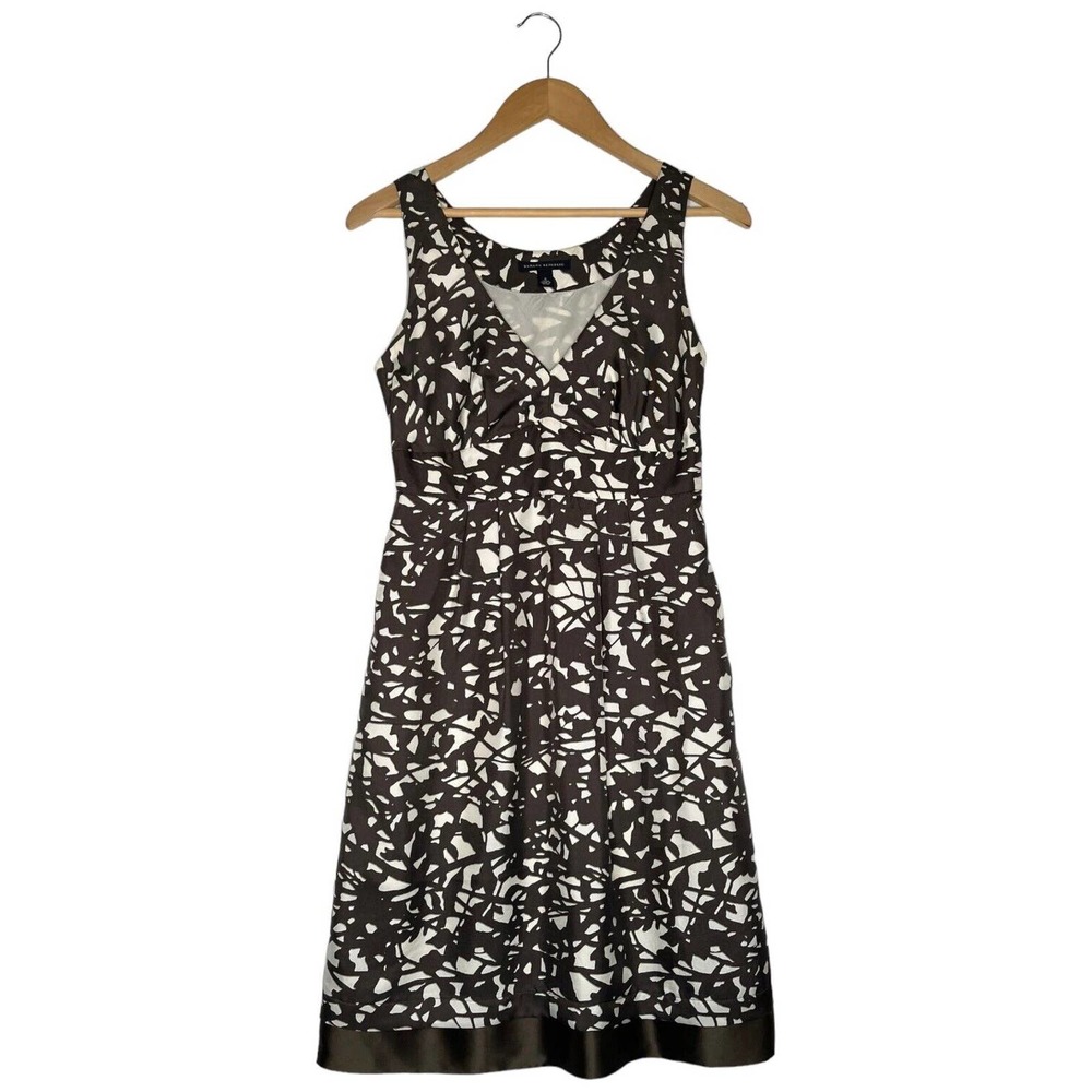 Banana Republic Womens Size 0 Silk Dress Sheath V Neck Sleeveless Career Brown